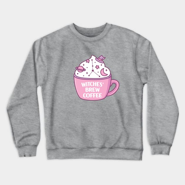 Witches Brew Coffee Moon And Stars Astrology Crewneck Sweatshirt by rustydoodle